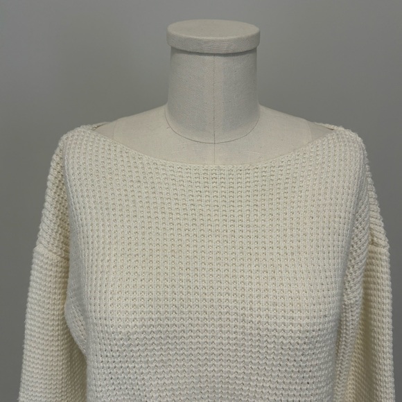 Lord & Taylor Cream Waffle Knit Sweater - Picture 2 of 12